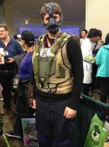 Thomas as Bane (the jolliest looking Bane I ever did see...)
